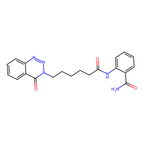 2-[6-(4-Oxo-1,2,3-benzotriazin-3-yl)hexanoylamino]benzamide structure