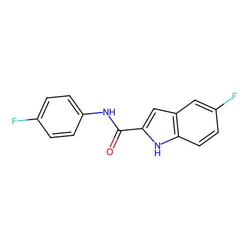 5-fluoro-N-(4-fluorophenyl)-1H-indole-2-carboxamide structure