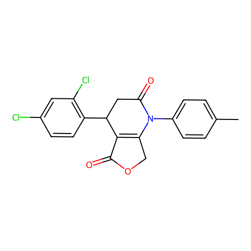 4-(2,4-dichlorophenyl)-1-(4-methylphenyl)-4,7-dihydro-3H-furo[3,4-b]pyridine-2,5-dione structure