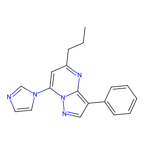 7-(1H-imidazol-1-yl)-3-phenyl-5-propylpyrazolo[1,5-a]pyrimidine structure