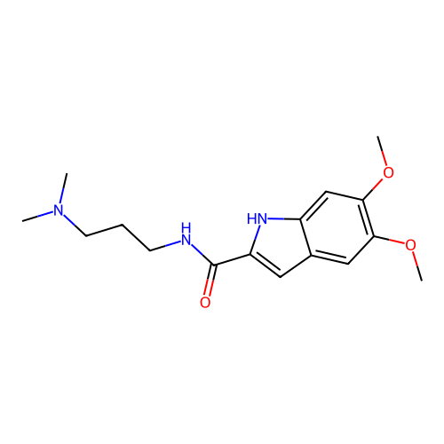 N-[3-(dimethylamino)propyl]-5,6-dimethoxy-1H-indole-2-carboxamide structure