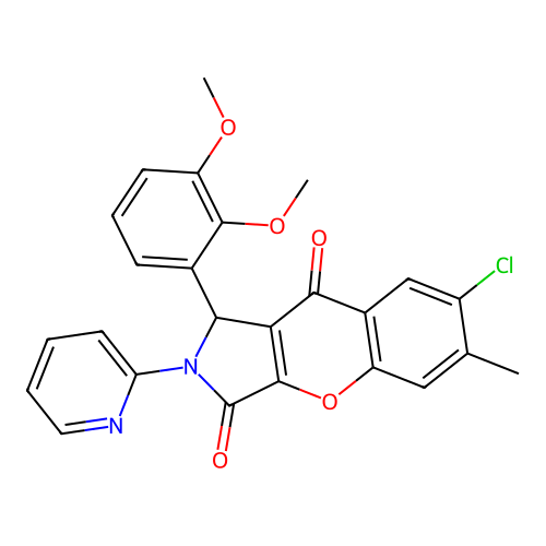 7-chloro-1-(2,3-dimethoxyphenyl)-6-methyl-2-(pyridin-2-yl)-1,2-dihydrochromeno[2,3-c]pyrrole-3,9-dione structure