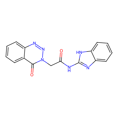 N-(1H-benzimidazol-2-yl)-2-(4-oxo-1,2,3-benzotriazin-3(4H)-yl)acetamide structure