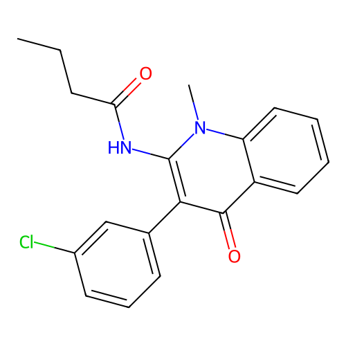 N-[3-(3-chlorophenyl)-1-methyl-4-oxo-1,4-dihydroquinolin-2-yl]butanamide structure