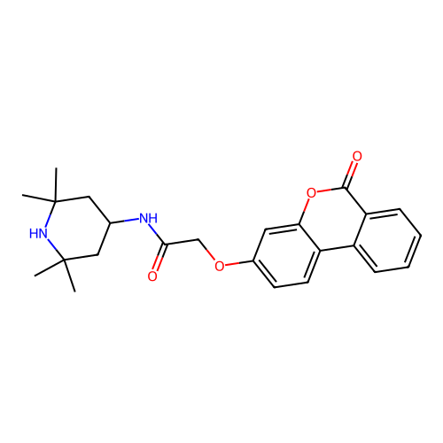 2-((6-oxo-6H-benzo[c]chromen-3-yl)oxy)-N-(2,2,6,6-tetramethylpiperidin-4-yl)acetamide structure