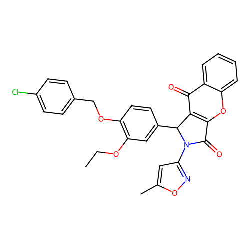 1-(4-((4-chlorobenzyl)oxy)-3-ethoxyphenyl)-2-(5-methylisoxazol-3-yl)-1,2-dihydrochromeno[2,3-c]pyrrole-3,9-dione structure