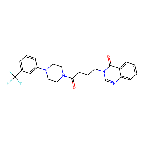3-[4-oxo-4-[4-[3-(trifluoromethyl)phenyl]piperazin-1-yl]butyl]quinazolin-4-one structure