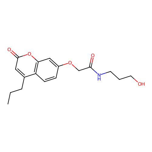 N-(3-hydroxypropyl)-2-((2-oxo-4-propyl-2H-chromen-7-yl)oxy)acetamide structure