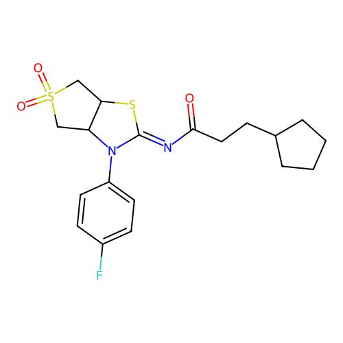 3-cyclopentyl-N-[(2Z)-3-(4-fluorophenyl)-5,5-dioxidotetrahydrothieno[3,4-d][1,3]thiazol-2(3H)-ylidene]propanamide structure