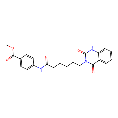methyl 4-(6-(2,4-dioxo-1,2-dihydroquinazolin-3(4H)-yl)hexanamido)benzoate structure