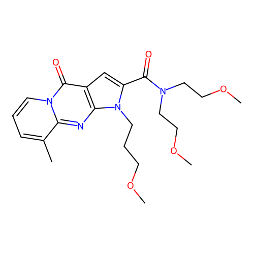 N,N-bis(2-methoxyethyl)-1-(3-methoxypropyl)-9-methyl-4-oxo-1,4-dihydropyrido[1,2-a]pyrrolo[2,3-d]pyrimidine-2-carboxamide structure