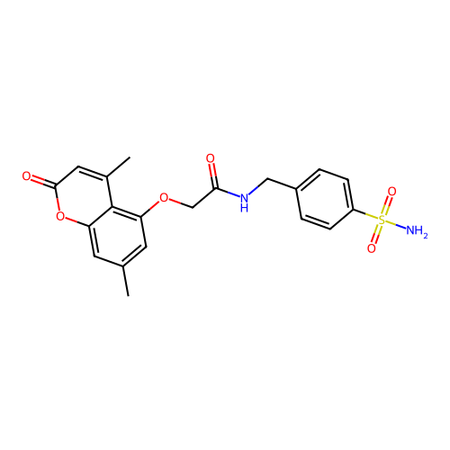 2-((4,7-dimethyl-2-oxo-2H-chromen-5-yl)oxy)-N-(4-sulfamoylbenzyl)acetamide structure
