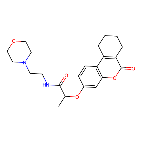 N-(2-morpholin-4-ylethyl)-2-[(6-oxo-7,8,9,10-tetrahydrobenzo[c]chromen-3-yl)oxy]propanamide structure