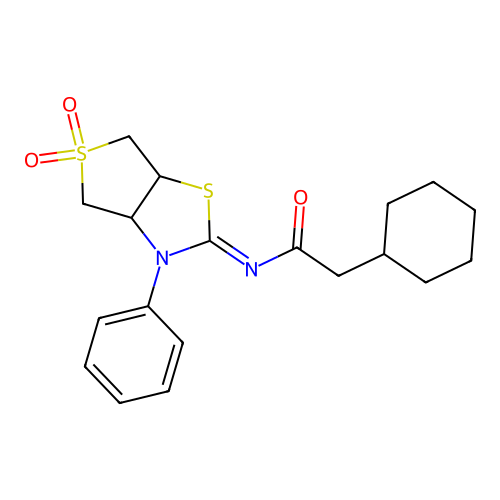 (Z)-2-cyclohexyl-N-(5,5-dioxido-3-phenyltetrahydrothieno[3,4-d]thiazol-2(3H)-ylidene)acetamide structure