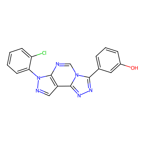 3-[7-(2-chlorophenyl)-7H-pyrazolo[4,3-e][1,2,4]triazolo[4,3-c]pyrimidin-3-yl]phenol structure