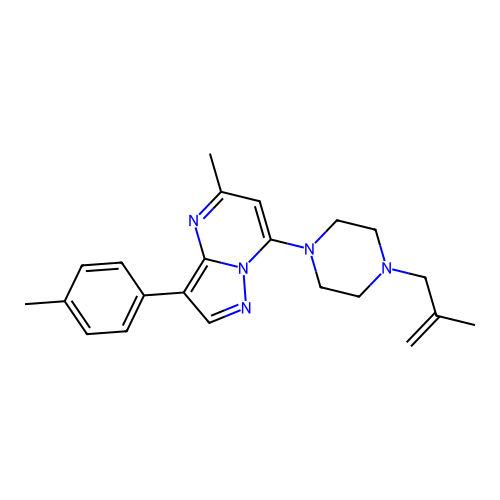 5-methyl-7-(4-(2-methylallyl)piperazin-1-yl)-3-(p-tolyl)pyrazolo[1,5-a]pyrimidine structure