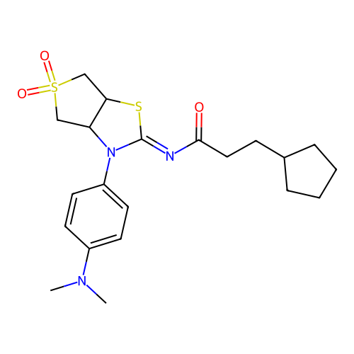 3-cyclopentyl-N-[(2Z)-3-[4-(dimethylamino)phenyl]-5,5-dioxidotetrahydrothieno[3,4-d][1,3]thiazol-2(3H)-ylidene]propanamide structure