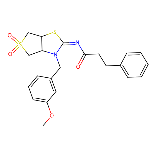 (Z)-N-(3-(3-methoxybenzyl)-5,5-dioxidotetrahydrothieno[3,4-d]thiazol-2(3H)-ylidene)-3-phenylpropanamide structure