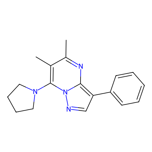 5,6-Dimethyl-3-phenyl-7-(pyrrolidin-1-yl)pyrazolo[1,5-a]pyrimidine structure