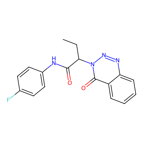 N-(4-fluorophenyl)-2-(4-oxo-1,2,3-benzotriazin-3(4H)-yl)butanamide structure