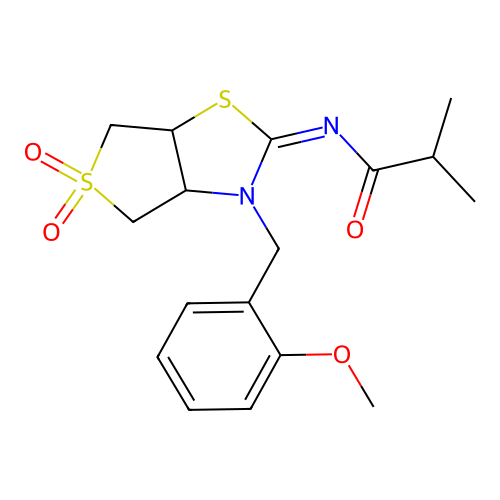 (Z)-N-(3-(2-methoxybenzyl)-5,5-dioxidotetrahydrothieno[3,4-d]thiazol-2(3H)-ylidene)isobutyramide structure