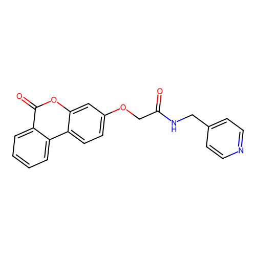 2-((6-oxo-6H-benzo[c]chromen-3-yl)oxy)-N-(pyridin-4-ylmethyl)acetamide structure