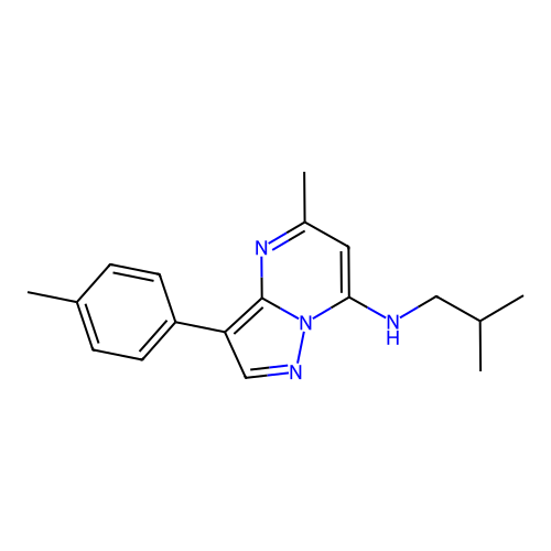 5-methyl-3-(4-methylphenyl)-N-(2-methylpropyl)pyrazolo[1,5-a]pyrimidin-7-amine structure