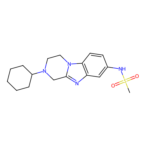 N-(2-cyclohexyl-1,2,3,4-tetrahydropyrazino[1,2-a]benzimidazol-8-yl)methanesulfonamide structure