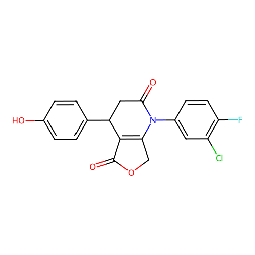 1-(3-chloro-4-fluorophenyl)-4-(4-hydroxyphenyl)-3,4-dihydrofuro[3,4-b]pyridine-2,5(1H,7H)-dione structure