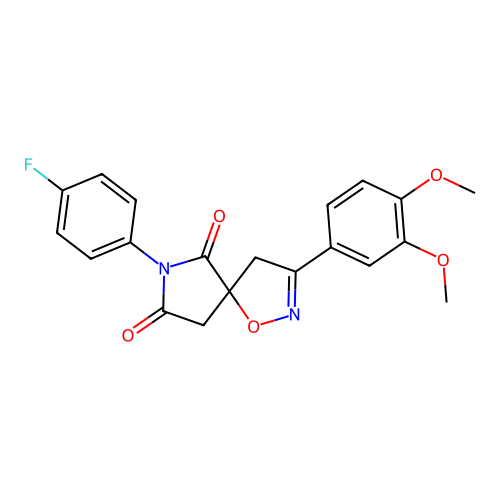 3-(3,4-dimethoxyphenyl)-7-(4-fluorophenyl)-1-oxa-2,7-diazaspiro[4.4]non-2-ene-6,8-dione structure