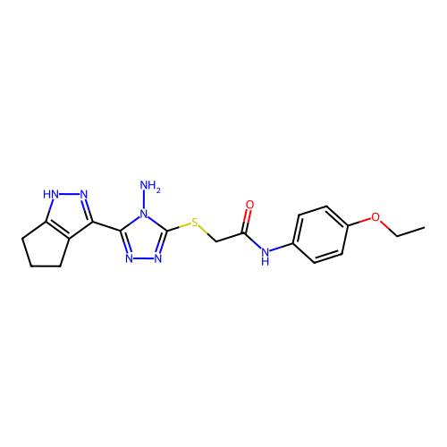 2-((4-amino-5-(1,4,5,6-tetrahydrocyclopenta[c]pyrazol-3-yl)-4H-1,2,4-triazol-3-yl)thio)-N-(4-ethoxyphenyl)acetamide structure
