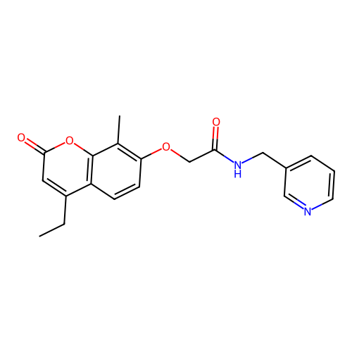 2-((4-ethyl-8-methyl-2-oxo-2H-chromen-7-yl)oxy)-N-(pyridin-3-ylmethyl)acetamide structure