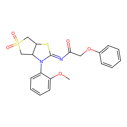 N-[(2Z)-3-(2-methoxyphenyl)-5,5-dioxidotetrahydrothieno[3,4-d][1,3]thiazol-2(3H)-ylidene]-2-phenoxyacetamide structure