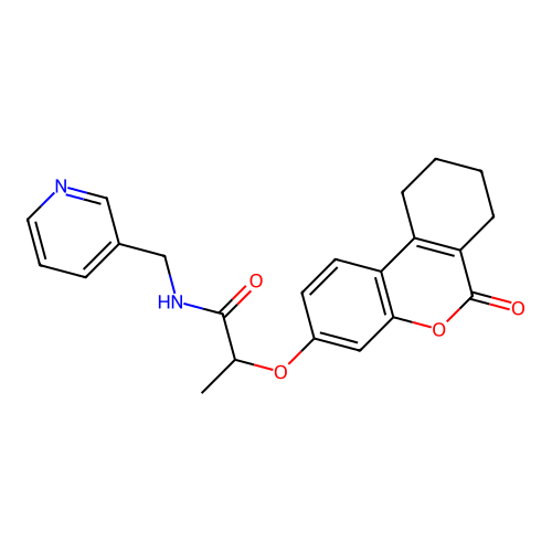 2-[(6-oxo-7,8,9,10-tetrahydrobenzo[c]chromen-3-yl)oxy]-N-(pyridin-3-ylmethyl)propanamide structure