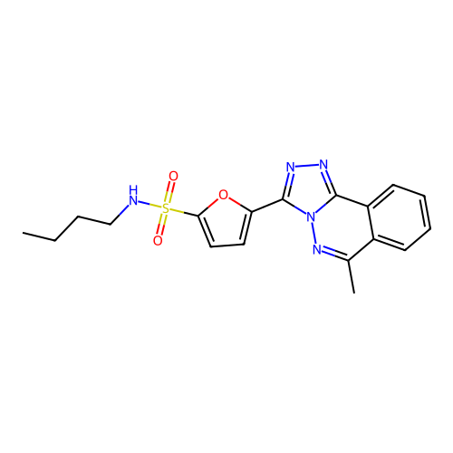 N-butyl-5-(6-methyl-[1,2,4]triazolo[3,4-a]phthalazin-3-yl)furan-2-sulfonamide structure