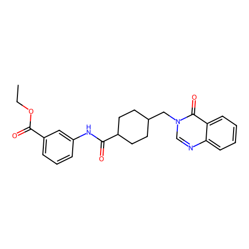 Ethyl 3-[[4-[(4-oxoquinazolin-3-yl)methyl]cyclohexanecarbonyl]amino]benzoate structure