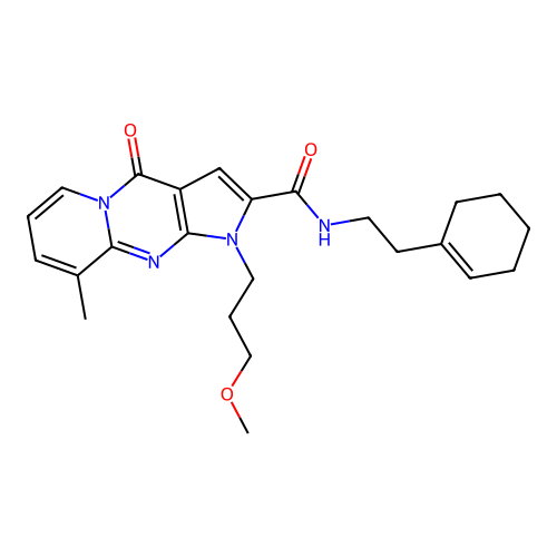 N-(2-(cyclohex-1-en-1-yl)ethyl)-1-(3-methoxypropyl)-9-methyl-4-oxo-1,4-dihydropyrido[1,2-a]pyrrolo[2,3-d]pyrimidine-2-carboxamide structure