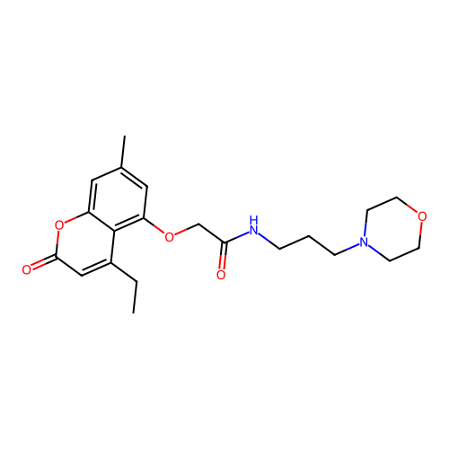 2-[(4-ethyl-7-methyl-2-oxo-2H-chromen-5-yl)oxy]-N-[3-(morpholin-4-yl)propyl]acetamide structure