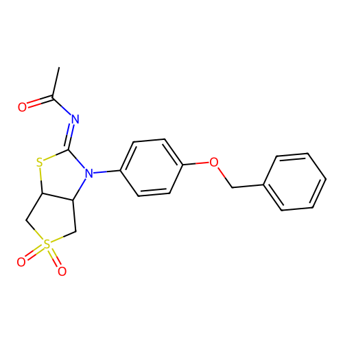 (Z)-N-(3-(4-(benzyloxy)phenyl)-5,5-dioxidotetrahydrothieno[3,4-d]thiazol-2(3H)-ylidene)acetamide structure