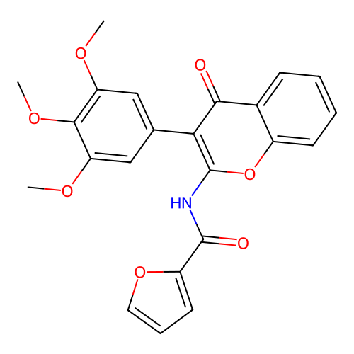 N-[4-oxo-3-(3,4,5-trimethoxyphenyl)chromen-2-yl]furan-2-carboxamide structure