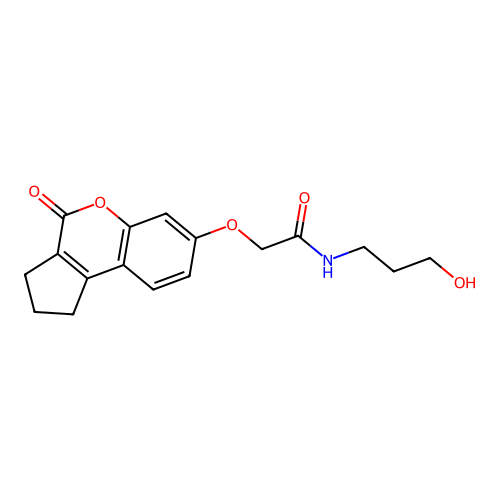 N-(3-hydroxypropyl)-2-((4-oxo-1,2,3,4-tetrahydrocyclopenta[c]chromen-7-yl)oxy)acetamide structure