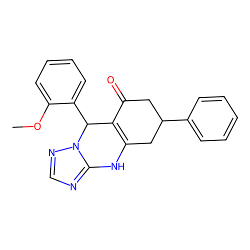 9-(2-methoxyphenyl)-6-phenyl-5,6,7,9-tetrahydro[1,2,4]triazolo[5,1-b]quinazolin-8-ol structure