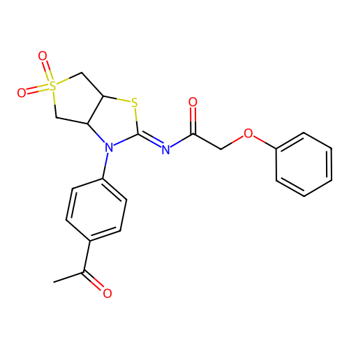 (Z)-N-(3-(4-acetylphenyl)-5,5-dioxidotetrahydrothieno[3,4-d]thiazol-2(3H)-ylidene)-2-phenoxyacetamide structure