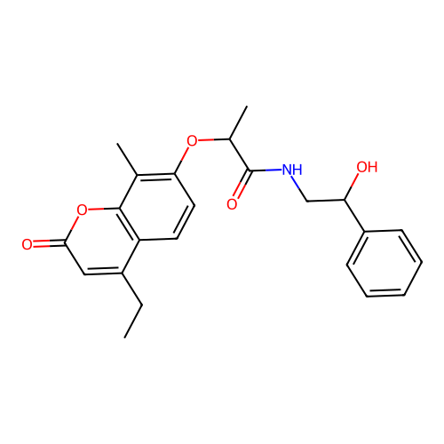 2-((4-ethyl-8-methyl-2-oxo-2H-chromen-7-yl)oxy)-N-(2-hydroxy-2-phenylethyl)propanamide structure