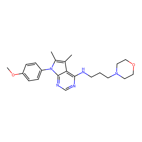 7-(4-methoxyphenyl)-5,6-dimethyl-N-(3-morpholin-4-ylpropyl)pyrrolo[2,3-d]pyrimidin-4-amine structure