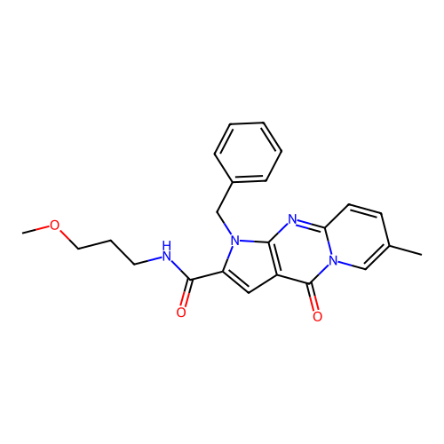 1-benzyl-N-(3-methoxypropyl)-7-methyl-4-oxo-1,4-dihydropyrido[1,2-a]pyrrolo[2,3-d]pyrimidine-2-carboxamide structure