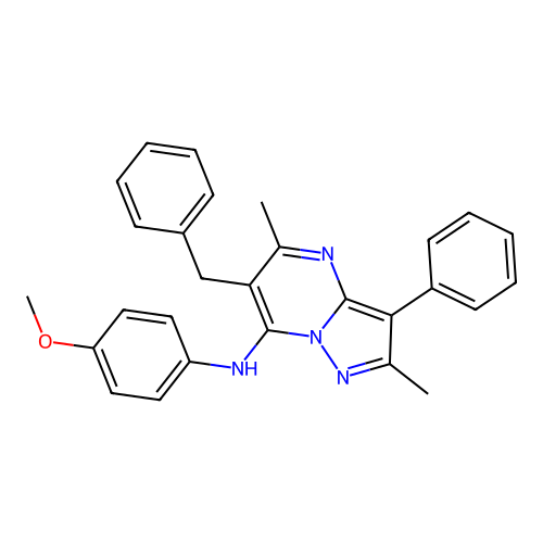 6-benzyl-N-(4-methoxyphenyl)-2,5-dimethyl-3-phenylpyrazolo[1,5-a]pyrimidin-7-amine structure