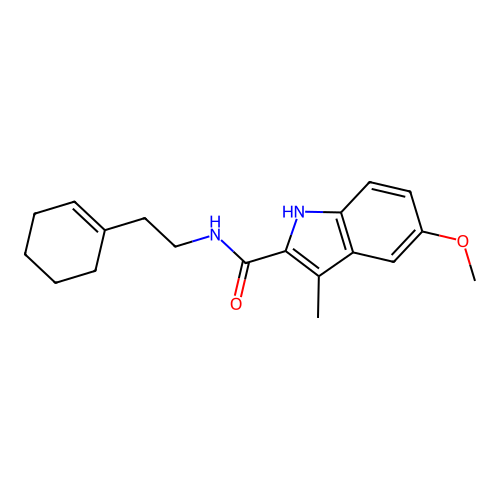 N-(2-(cyclohex-1-en-1-yl)ethyl)-5-methoxy-3-methyl-1H-indole-2-carboxamide structure