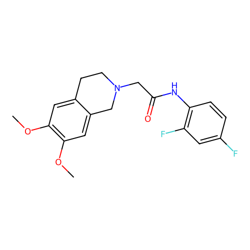 N-(2,4-difluorophenyl)-2-(6,7-dimethoxy-3,4-dihydro-1H-isoquinolin-2-yl)acetamide structure