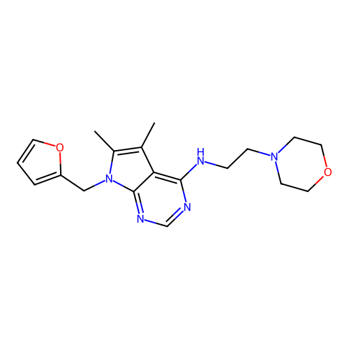 7-(furan-2-ylmethyl)-5,6-dimethyl-N-(2-morpholin-4-ylethyl)pyrrolo[2,3-d]pyrimidin-4-amine structure